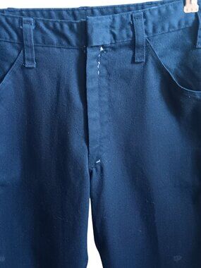 Vintage Bootcut Jeans 27x30 1970's Men's or Boys Twill Navy Blue Distress Paint